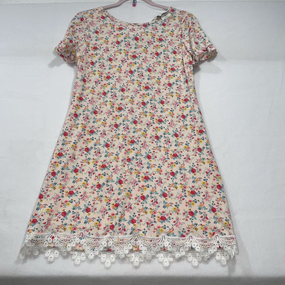 Rare Editions Girls Dress Pink Flowers lace Size 16 XL Cottagecore Fairy